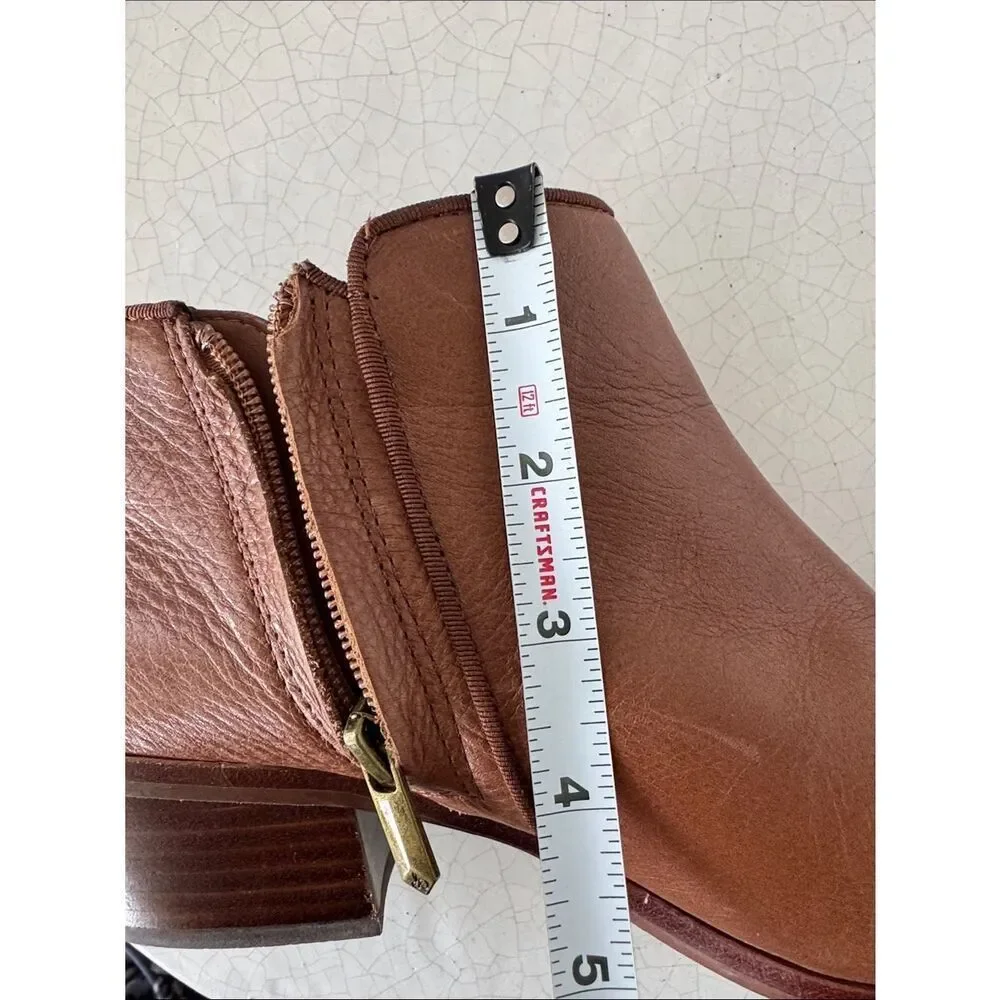 Sam Edelman PETTY Women's Brown Leather Ankle Boots Classic Side-Zip Size 9 EUC